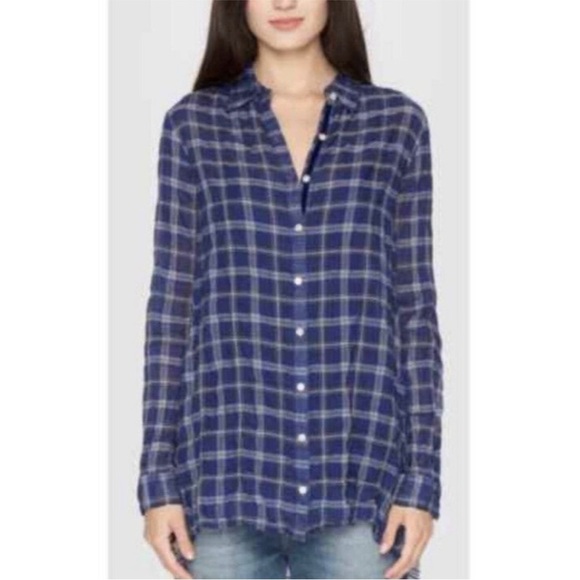 Johnny Was M 3J Workshop Lana Scarf Shirt Button Front Plaid - Picture 2 of 9